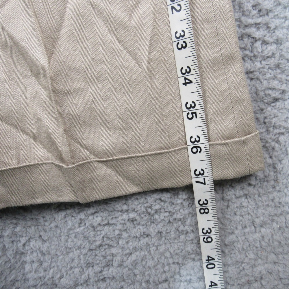 Feldini Mens 100% Silk Herringbone Pleated Dress Pants Taupe Cuffed 35x27 - Picture 6 of 7